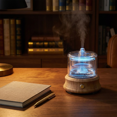 The Wellspring on a desk at dusk