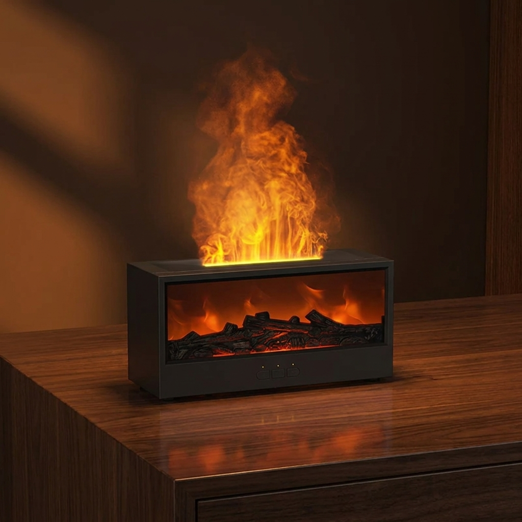 The Hartwynd Hearth in Charcoal — flameless fireplace diffuser